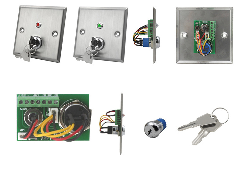 DPDT Stainless Steel Key Switch Push Button Door Operator Standby Red LED Indicator Sensation Green LED Indicator.jpg