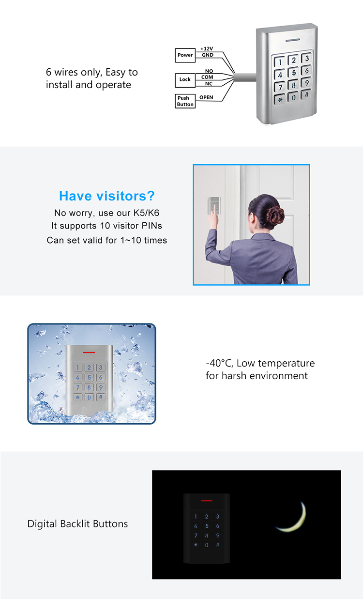 K5-iK10 Protection Class Metal Access Control Keypad (3)